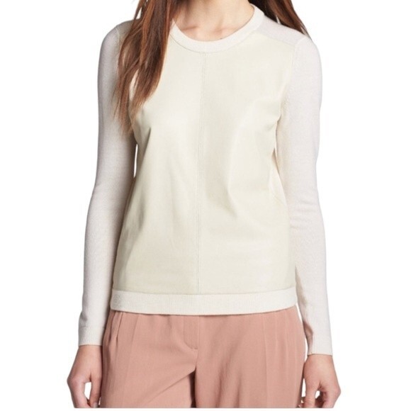 Theory Yulia L Lambskin Wool Sweater in Cream Size XS/P - Picture 1 of 8